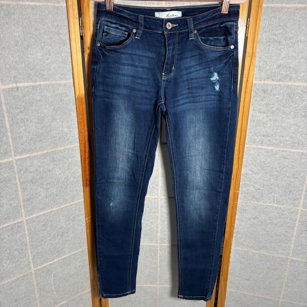 Kancan Women's 5/26 Dark Wash Cropped Ankle‎ Skinny Jeans High Rise